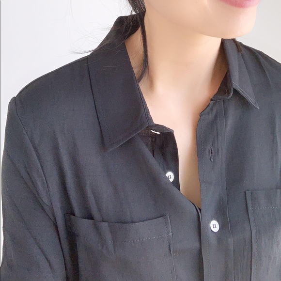 NWT CLASSIC SOFT LONG SLEEVES BUTTON SHIRT - BLACK - Picture 9 of 9